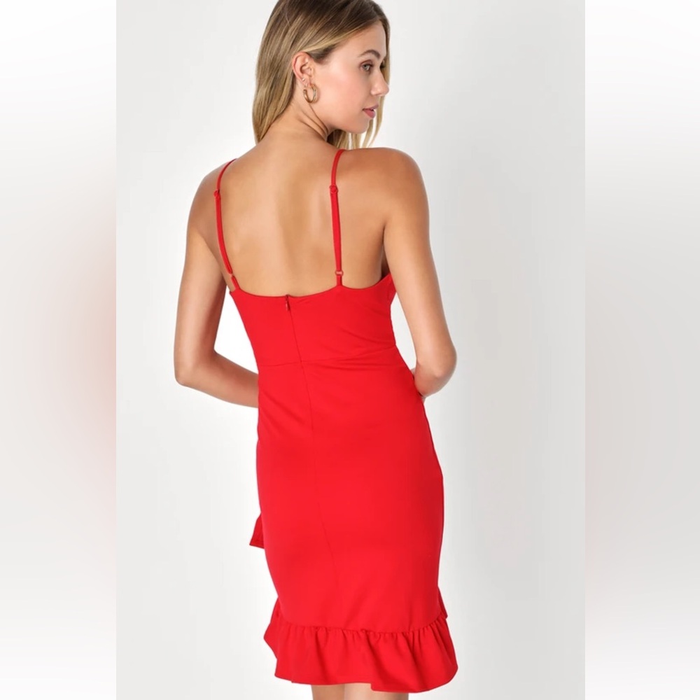 Lulu’s Red Ruffled Bodycon Dress
